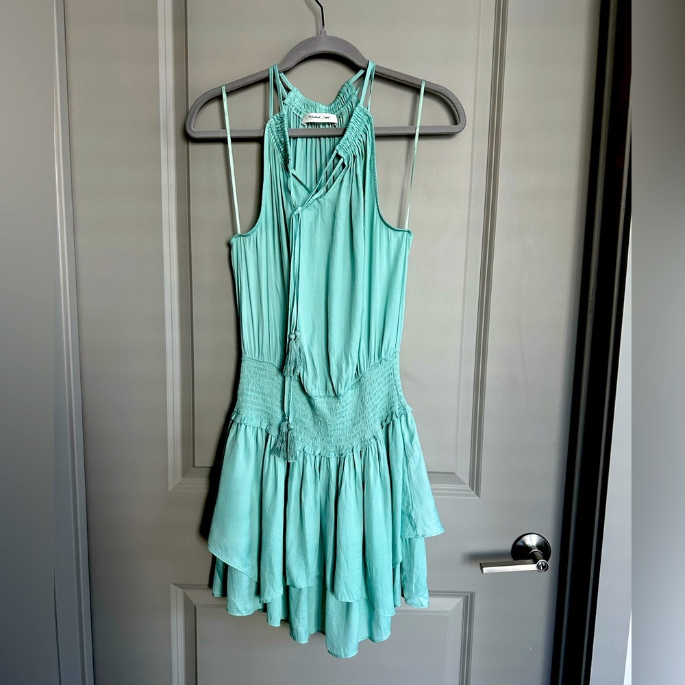 Mustard Seed Smocked Waist Sleeveless Dress - Light Aqua